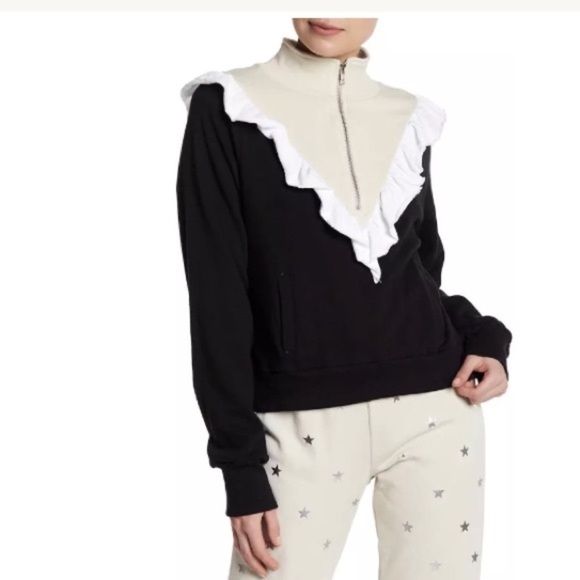 WILDFOX Prima Ruffle Warm-Up Sweatshirt - Picture 1 of 3